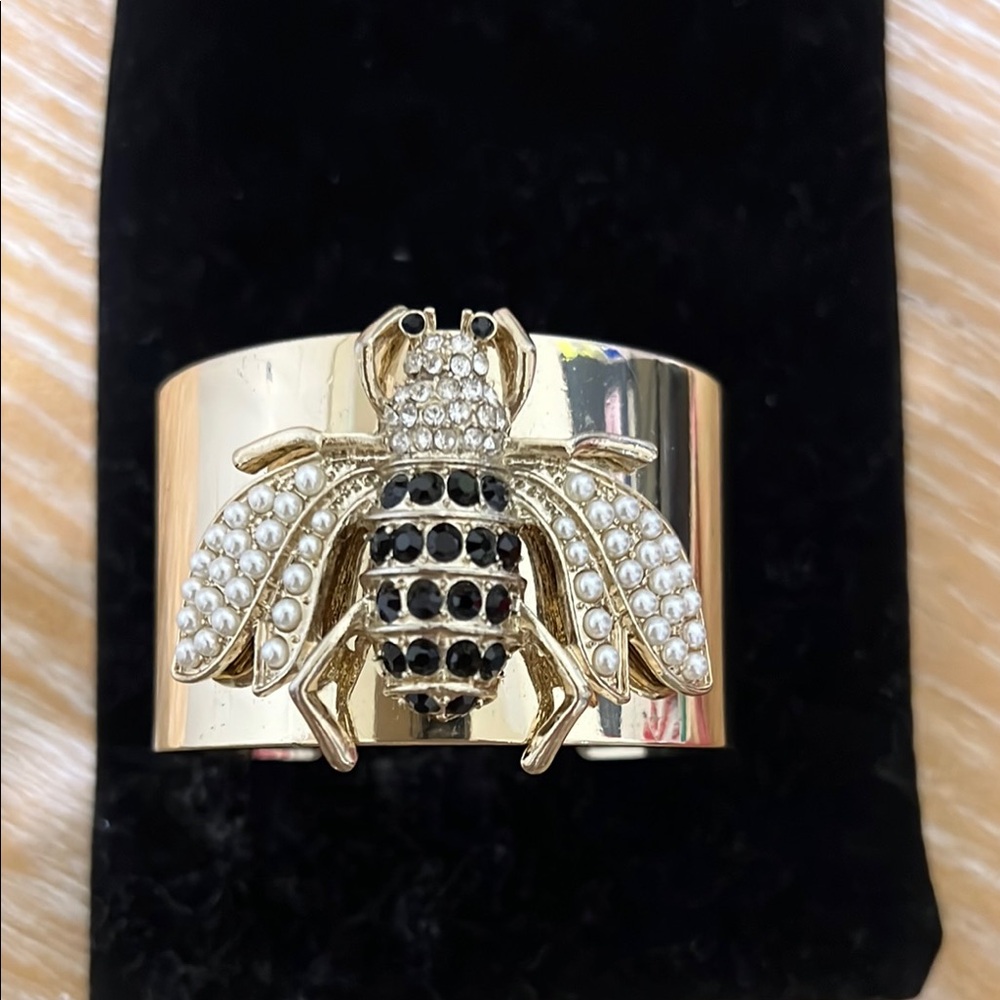 White House Black Market Gold and Black Statement Bracelet